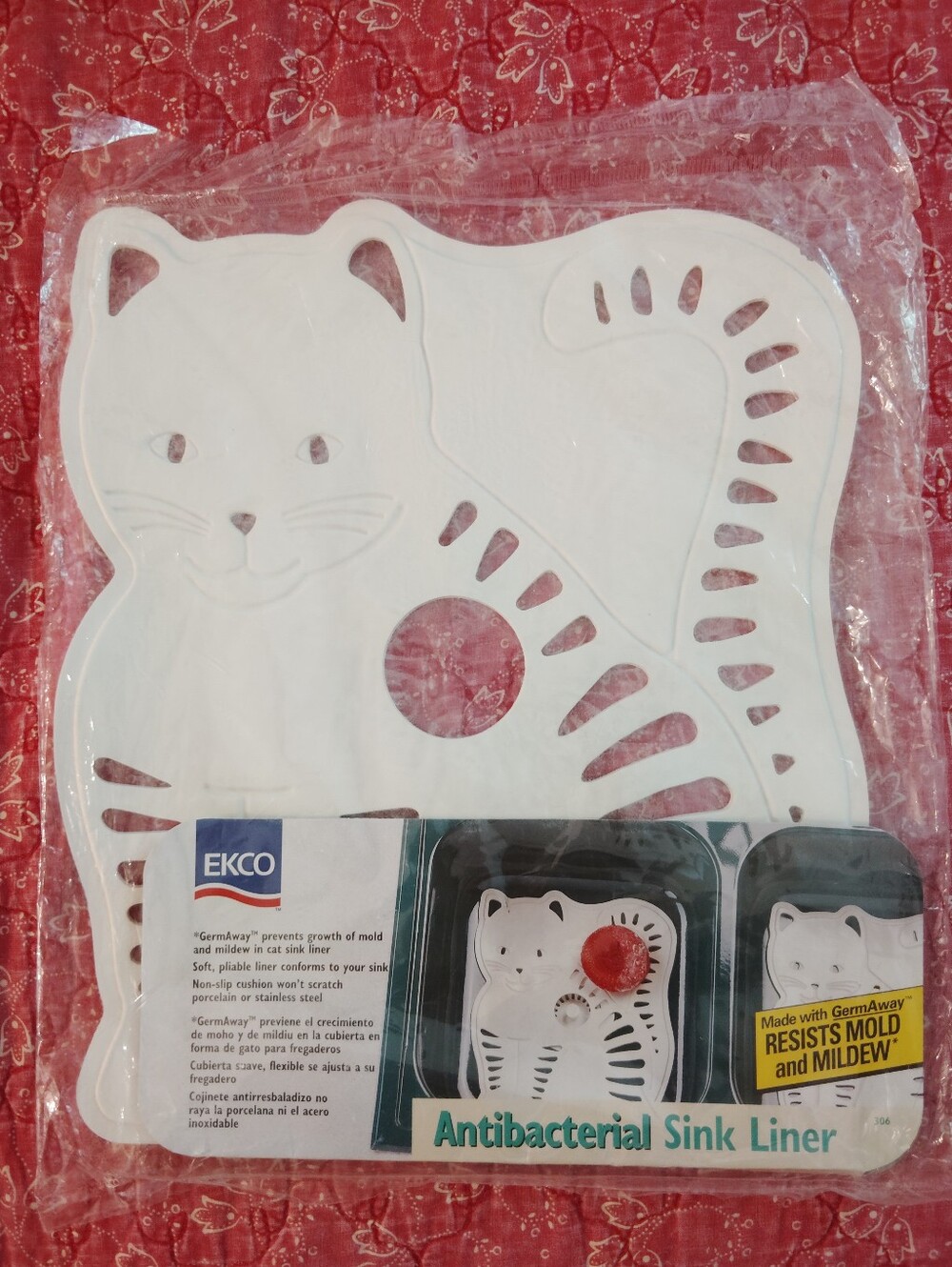 Vtg ECKO Cat Antibacterial Sink Liner - White GREAT GIFT